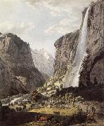 Franz Niklaus Konig The Fall of the Staubbach,dans the Vallee of Lauterbrunnen Spain oil painting artist
